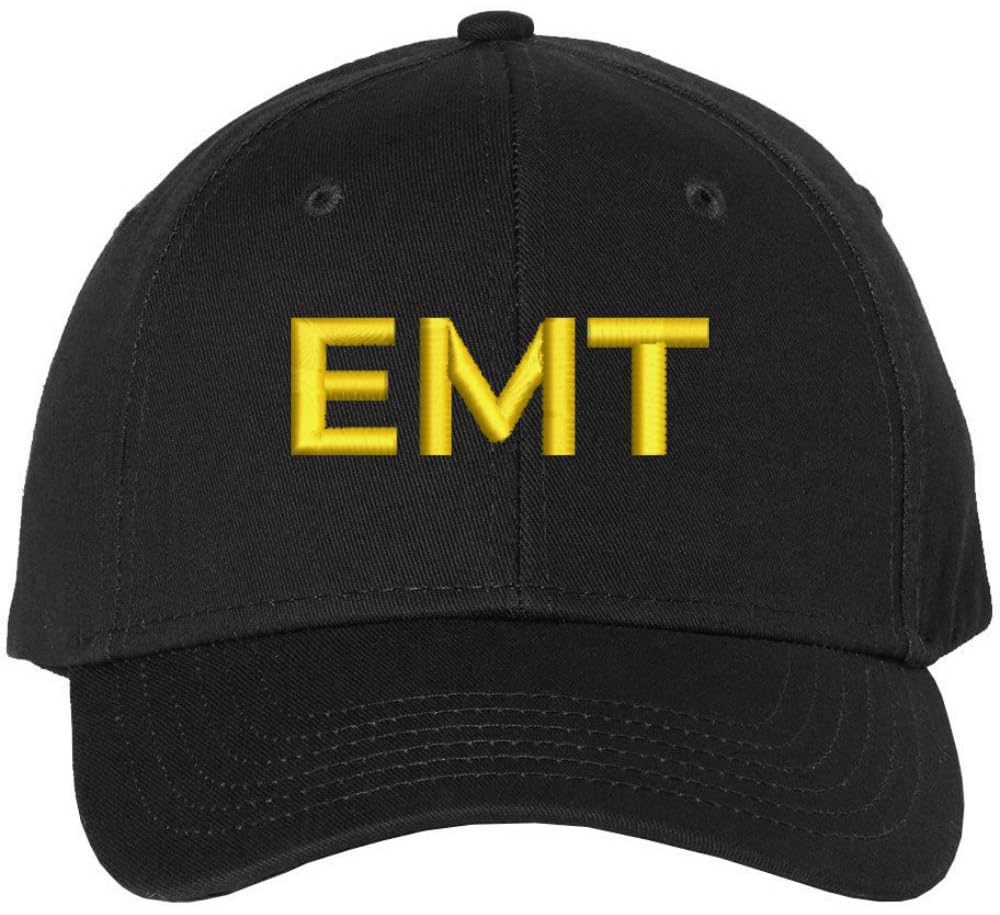 EMT Embroidered Text Baseball Cap | Emergency Medical Technician Paramedics Professional Hat | Structured