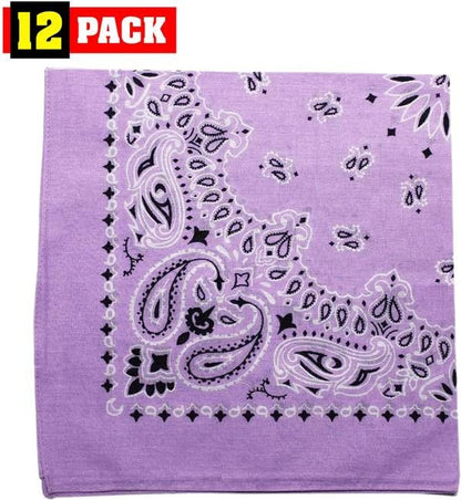 Trainmen Paisley Bandanas Scarf Do-rag Cotton Biker Head Rags Classic Bandanna 22" x 22" (12 Pack)