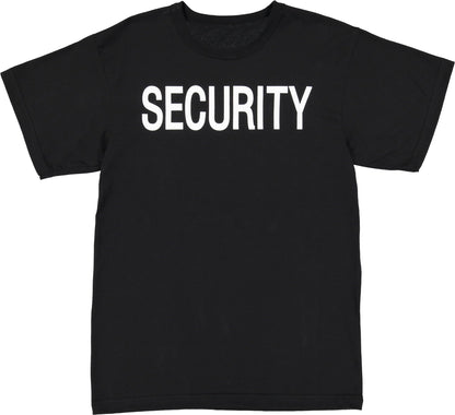 Black SECURITY T-Shirt - Double Sided Official Bouncer Party Event Raid Short Sleeve T-Shirt Security Guard Officer Tee