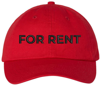 For Rent Sign Embroidered Dad Hat | Adjustable Funny Gift Baseball Cap for Men and Women