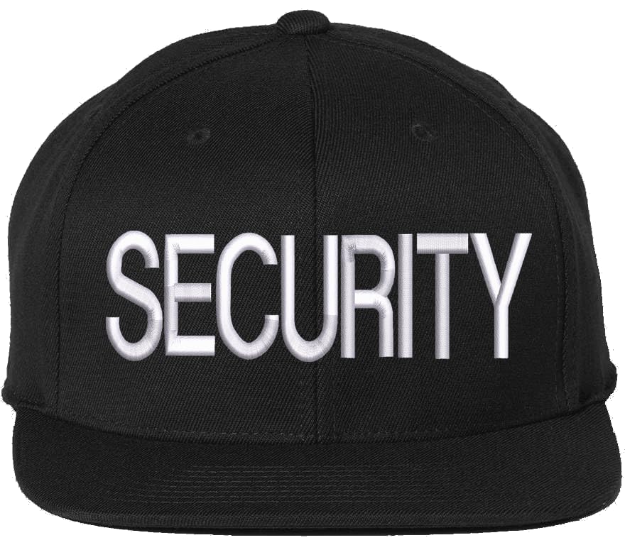 Premium SECURITY Snapback Hat | Large Embroidery Adjustable Flat Bill Cap for Security Officers & Guards