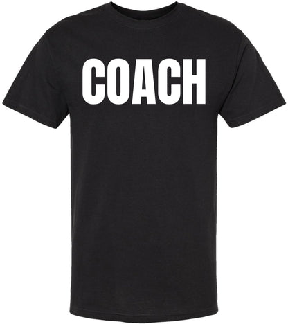 Coach T-Shirt | Sports Team Staff Uniform Crewneck Shirt for Trainers, Instructors & Athletics Dept 100% Cotton Short Sleeve