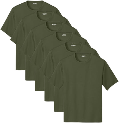 Solid Performance Military Tactical T-Shirts | 100% Polyester Moisture Wicking Crewneck Tee Shirts, 6-Pack