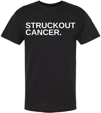 Struckout Cancer Printed Short Sleeve T-Shirt | Motivational Sports Survivor Tee Shirt, Black