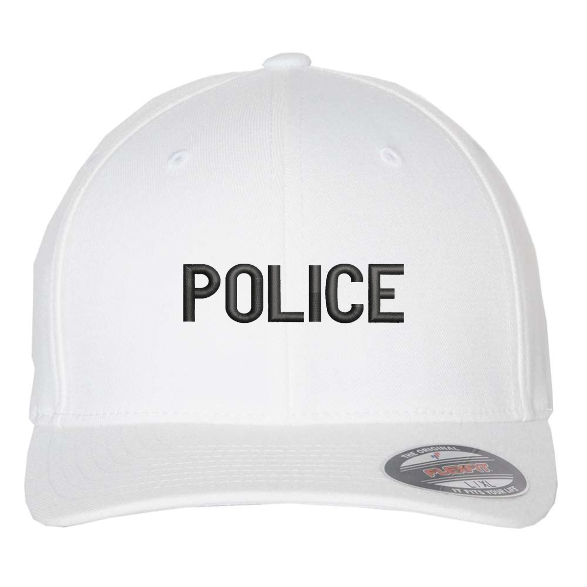 POLICE Flexfit Fitted Hat - Structured Uniform Baseball Cap for Security, Guard & Law Enforcement Officers