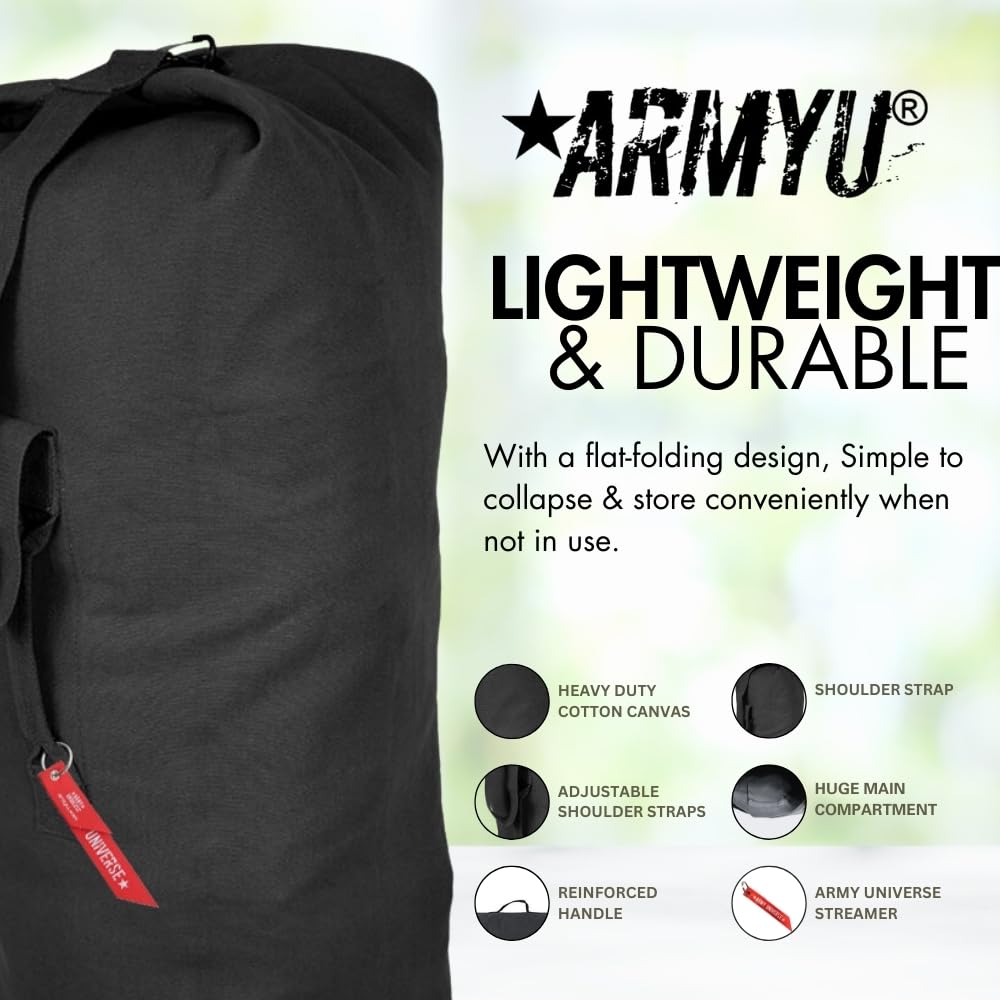 Top Load Heavyweight Cotton Canvas Tactical Military Duffle Bag Carryall Shoulder Storage Bulk Travel Bag