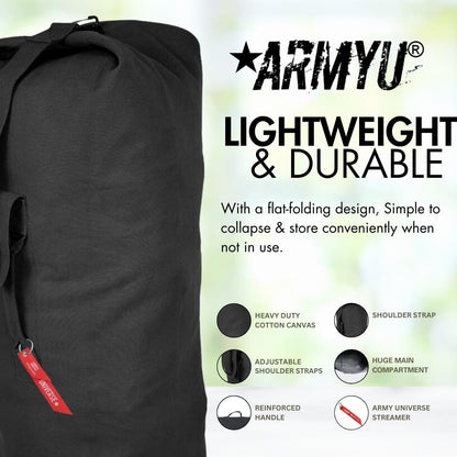 Top Load Heavyweight Cotton Canvas Tactical Military Duffle Bag Carryall Shoulder Storage Bulk Travel Bag
