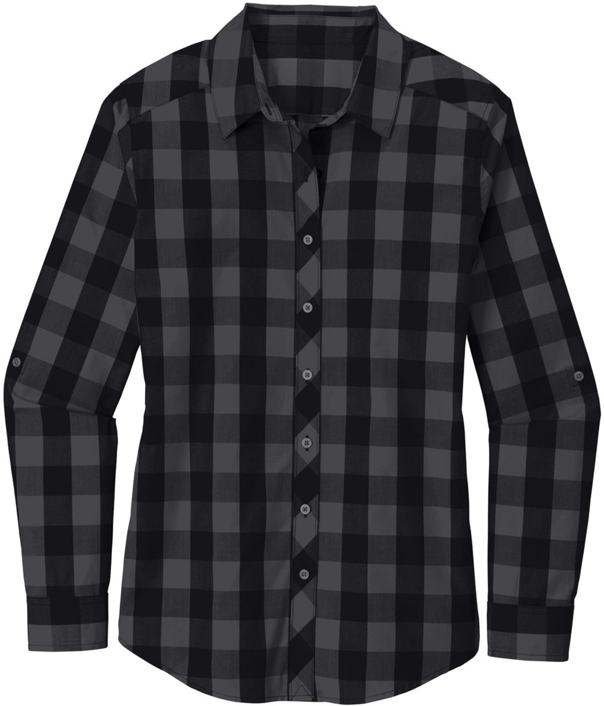 Women’s Buffalo Plaid Flannel Shirt Button Up Open Collar Lightweight Super Soft French Front Top