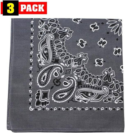 Trainmen Paisley Bandanas Head Scarf Do-rag 100% Cotton Bandanna Head Cover 22" x 22", 3 Pack