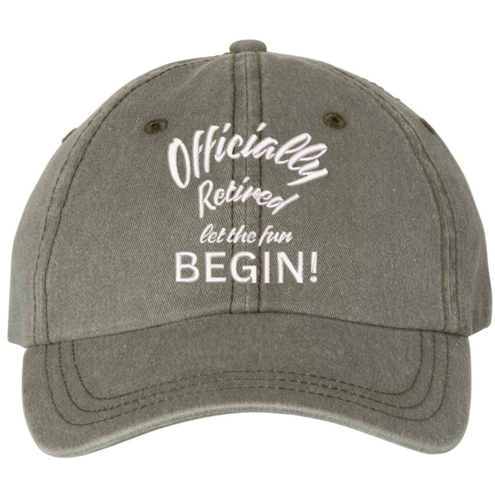Officially Retired Let The Fun Begin Embroidered Vintage Dad Hat Unstructured Retirement Baseball Cap