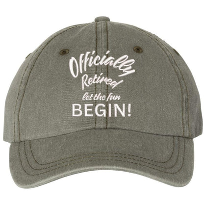 Officially Retired Let The Fun Begin Embroidered Vintage Dad Hat Unstructured Retirement Baseball Cap
