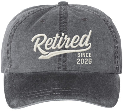 Retired Since 2026 Embroidered Baseball Cap New Retirees Washed Vintage Style Cotton Hat