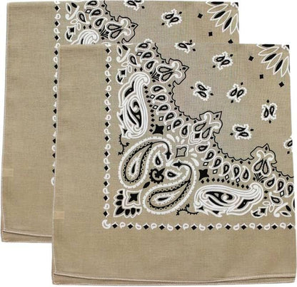Trainmen Paisley Bandana Head Scarf Do-rag 100% Cotton Bandanna Cover 22" x 22", 2 Pack