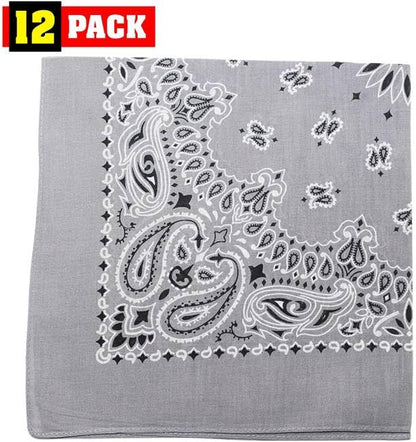Trainmen Paisley Bandanas Scarf Do-rag Cotton Biker Head Rags Classic Bandanna 22" x 22" (12 Pack)