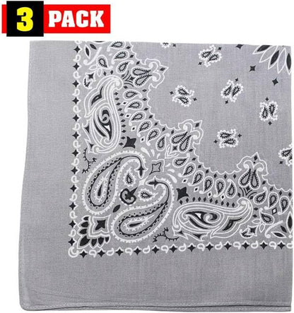 Trainmen Paisley Bandanas Head Scarf Do-rag 100% Cotton Bandanna Head Cover 22" x 22", 3 Pack