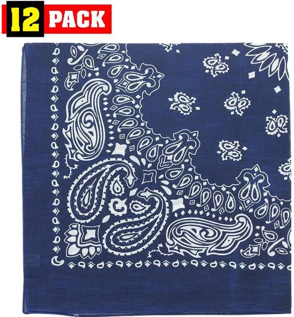 Trainmen Paisley Bandanas Scarf Do-rag Cotton Biker Head Rags Classic Bandanna 22" x 22" (12 Pack)