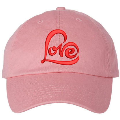 Love Heart Text Embroidered Hat | Mom Girlfriend Loved One Valentines Day Adjustable, Unstructured Dad Cap