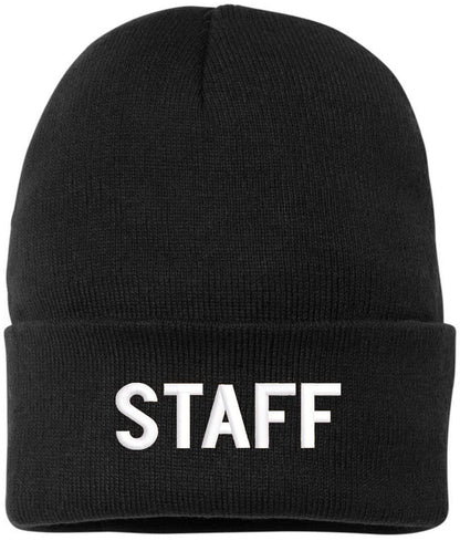 STAFF Beanie Warm Winter Watch Cap Embroidered STAFF Uniform Work Winter Hat