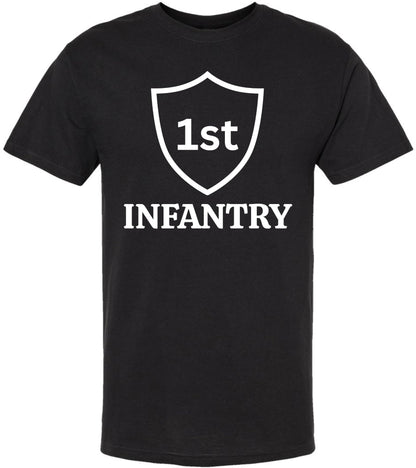 USA 1st Infantry Printed T-Shirt | U.S. Army Military Patriotic Tee | 100% Cotton Crewneck Unisex Shirt