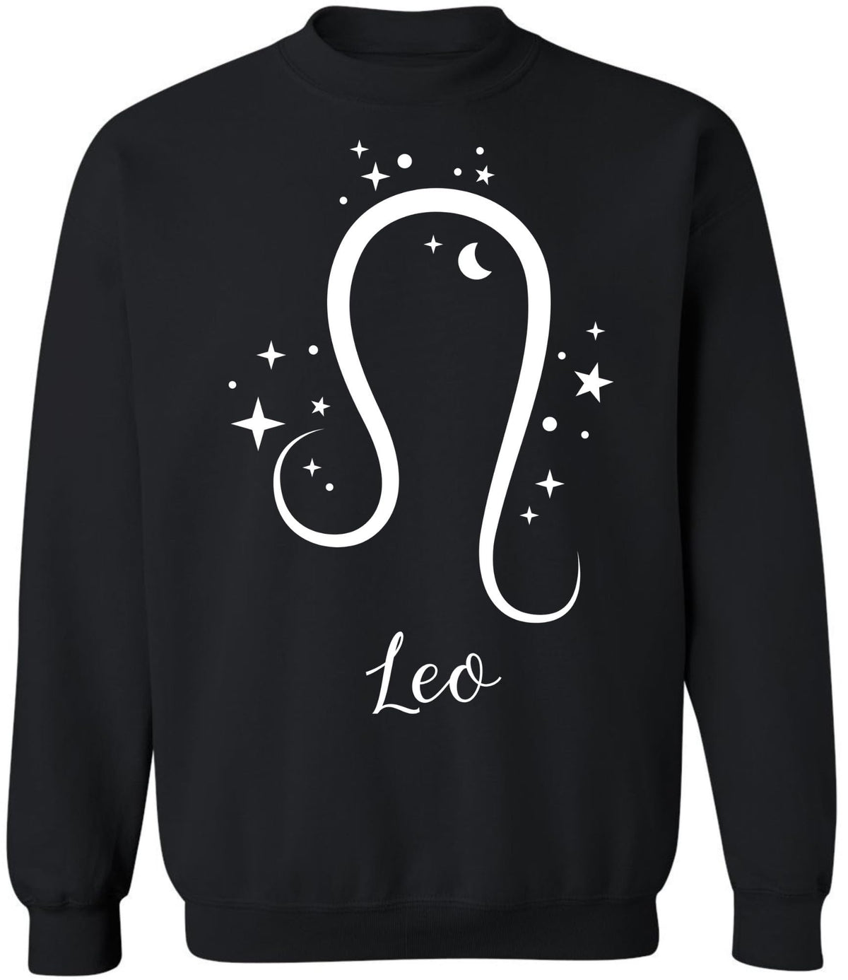 Zodiac Signs Crewneck Sweatshirt | Large Print Astrology Design Horoscope Symbols Sweat Shirt Top, Black