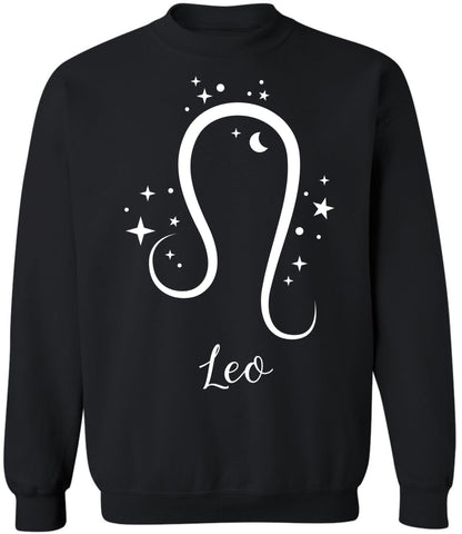 Zodiac Signs Crewneck Sweatshirt | Large Print Astrology Design Horoscope Symbols Sweat Shirt Top, Black