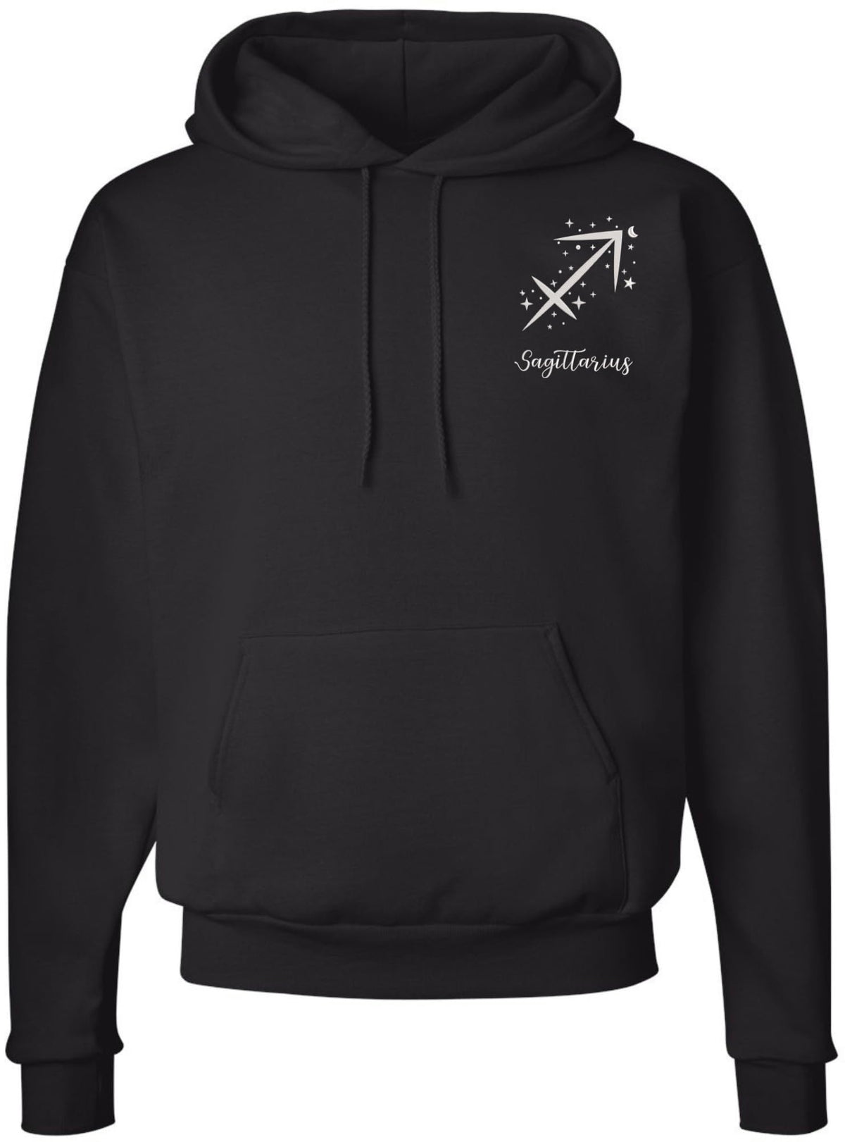 Zodiac Signs Embroidered Hoodie Sweatshirt | Horoscope Month Symbols Astrology Designs Hooded Pullover, Black