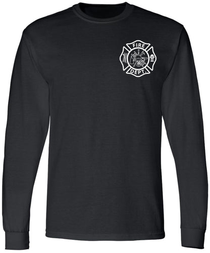 Fire Dept. Fire Rescue Long Sleeve T-Shirt | Firefighter First Responder Warm Double Side Printed Tee Shirt