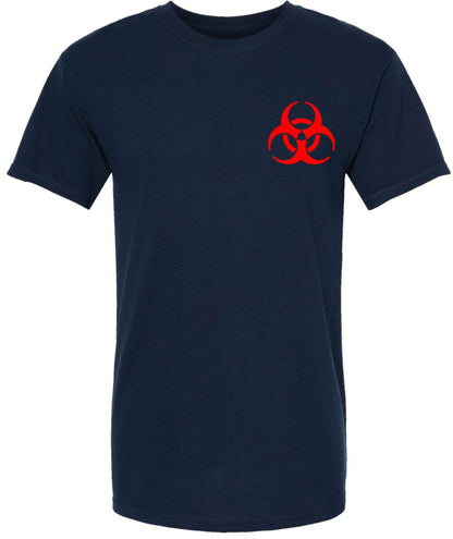 Biohazard Symbol Printed T-Shirt | Red Hazard Warning Graphic Street Cool Tee Shirt for Men & Women