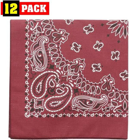 Trainmen Paisley Bandanas Scarf Do-rag Cotton Biker Head Rags Classic Bandanna 22" x 22" (12 Pack)