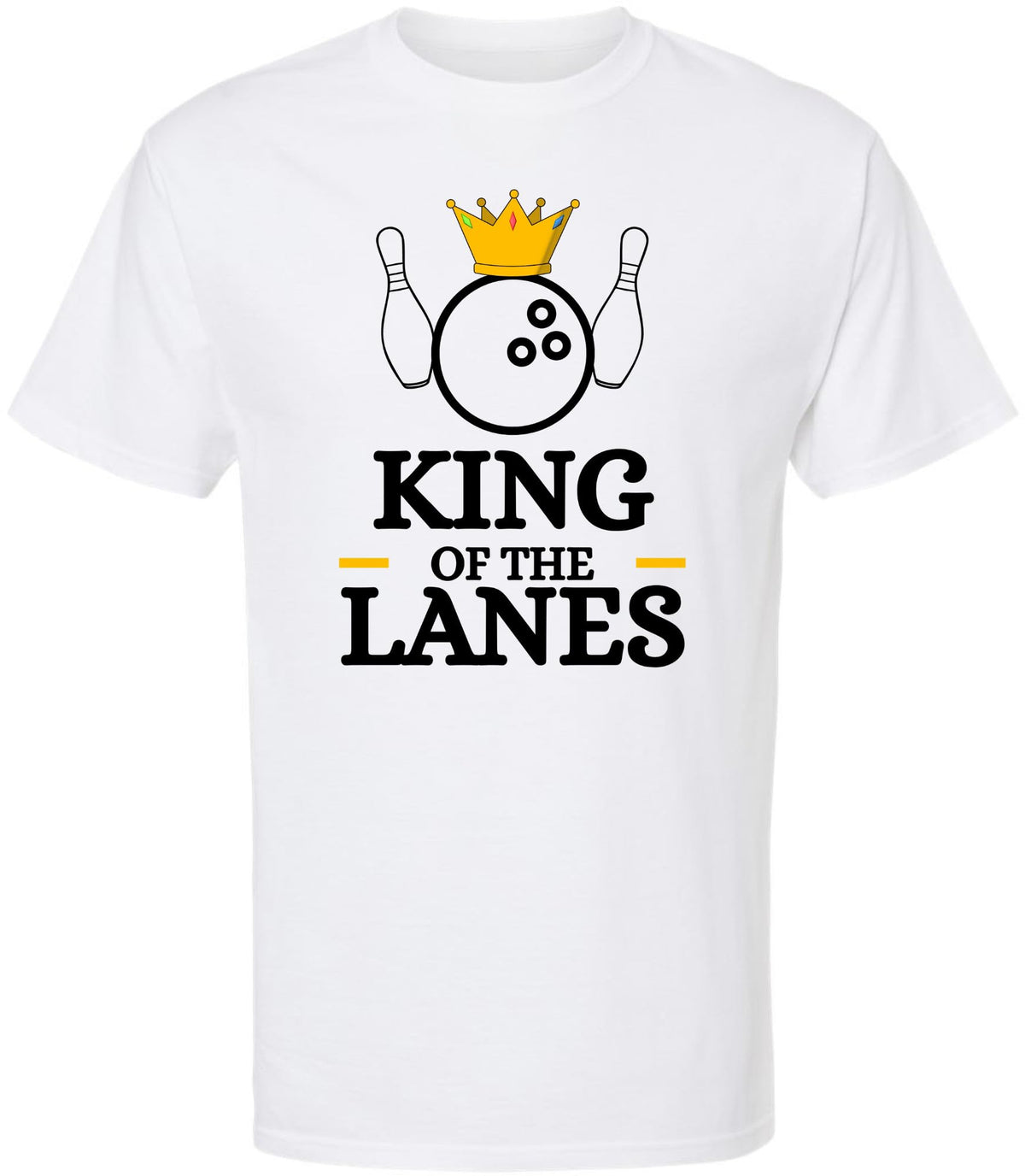 King of The Lanes Printed T-Shirt | 100% Cotton Crewneck Bowling Tee Shirt For Men