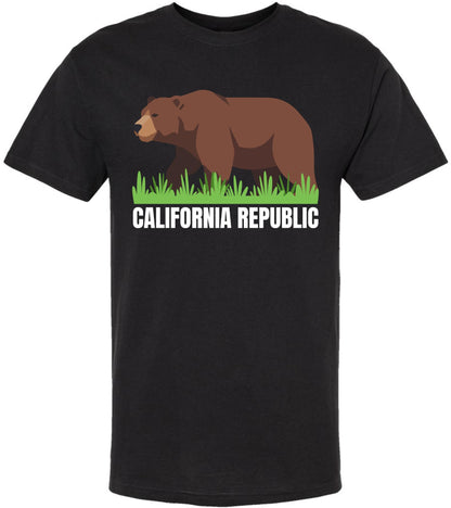 California Republic Bear Graphic T-Shirt | Vintage State Flag Style Printed Unisex Tee Shirt