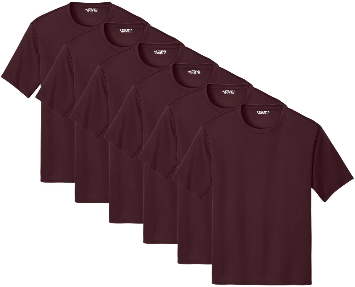Solid Performance Military Tactical T-Shirts | 100% Polyester Moisture Wicking Crewneck Tee Shirts, 6-Pack