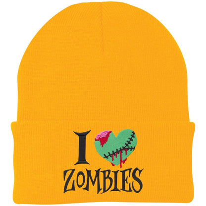 I Love Zombies Embroidered Beanie Hat Halloween Acrylic Warm Winter Skull Watch Cap