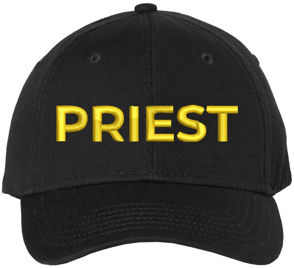 Priest Embroidered Baseball Cap | Text Father Pastor Leader Group Church Trip Structured Cap