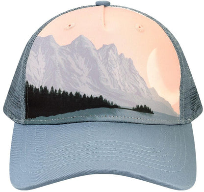 Scenic Nature Landscape Printed Trucker Hat Outdoor Adventure Hiking Camping Fishing Baseball Cap