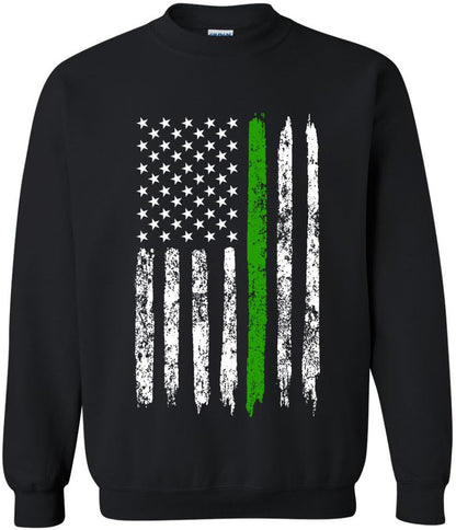Army Universe USA Flag Distressed American US Thin Line Crewneck Sweatshirt Patriotic Pullover, Black