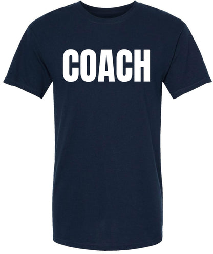 Coach T-Shirt | Sports Team Staff Uniform Crewneck Shirt for Trainers, Instructors & Athletics Dept 100% Cotton Short Sleeve