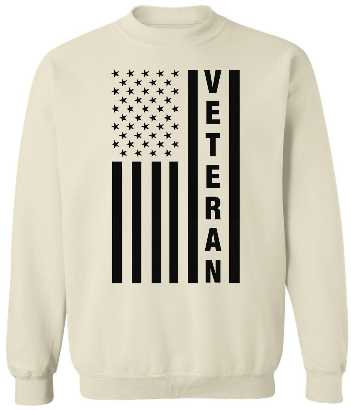 USA Flag Veteran Printed Crewneck Sweatshirt | American US Army Vet Patriotic Warm Sweat Shirt Top