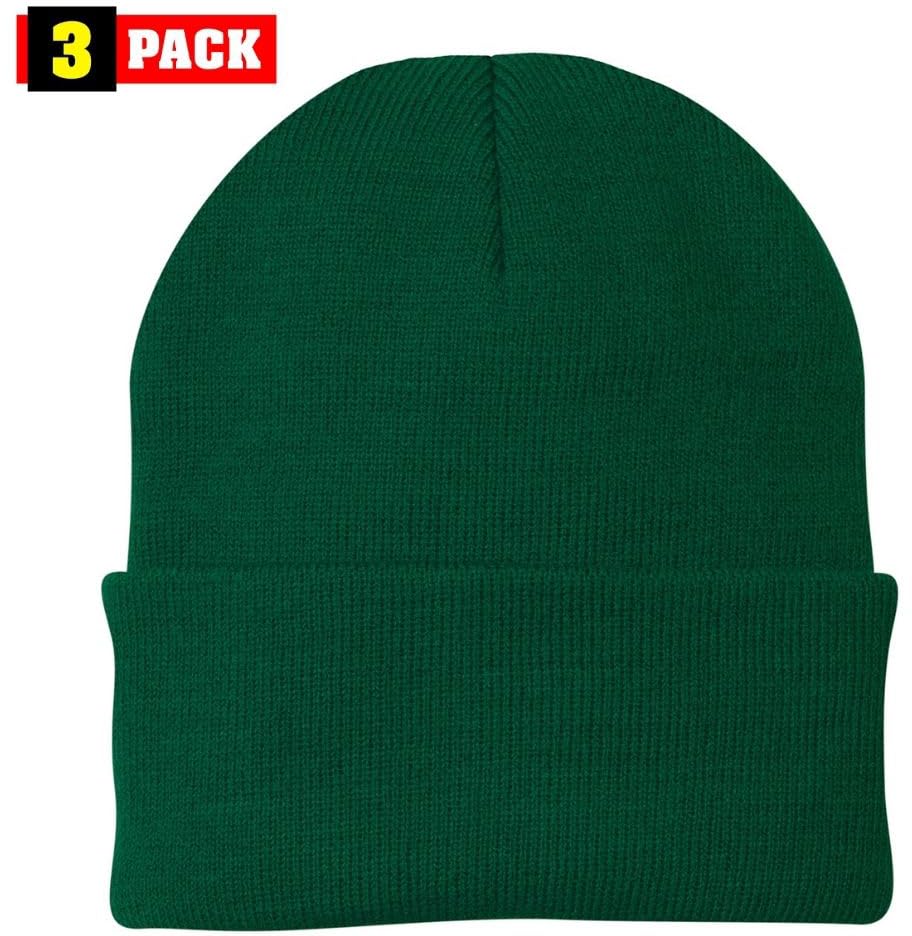 3 Pack Acrylic Beanie Watch Caps, Warm Knit Skull Cap for Men & Women, Blanks Soft Winter Hats