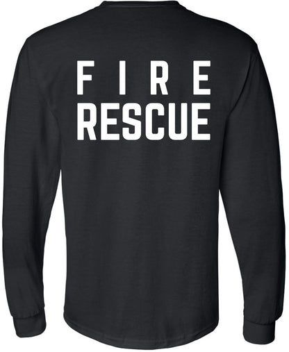 Fire Dept. Fire Rescue Long Sleeve T-Shirt | Firefighter First Responder Warm Double Side Printed Tee Shirt