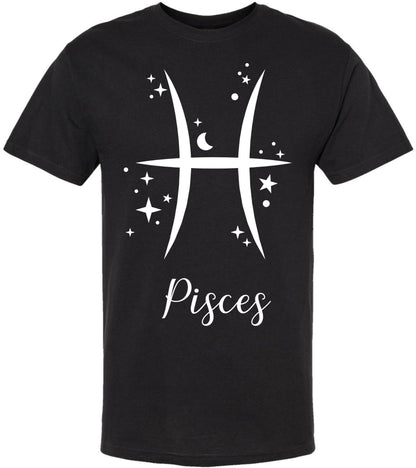 Zodiac Signs Printed T-Shirt | 100% Cotton Astrology Horoscope Monthly Symbols Designs Tee Shirt, Black