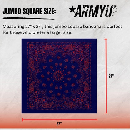 ARMYU Classic Trainmen Paisley Bandanas, Military Army Head Scarf Do-rag Cotton Bandanna Cover Biker Rags
