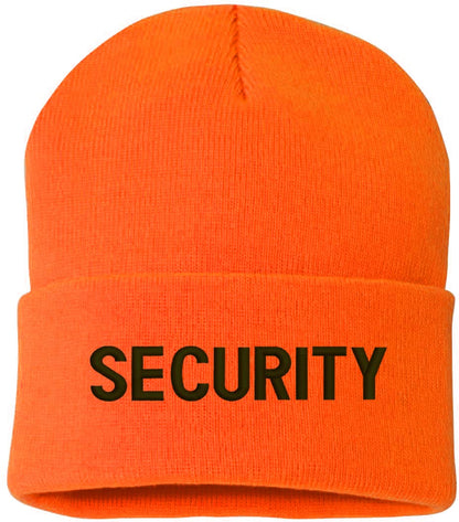 SECURITY Embroidered Beanie Warm Winter Watch Cap Security Guard Officer Uniform Outdoors Hat