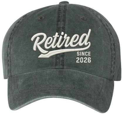 Retired Since 2026 Embroidered Baseball Cap New Retirees Washed Vintage Style Cotton Hat