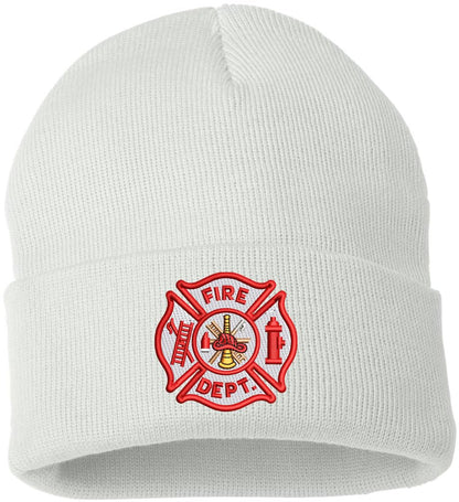 Fire Department Beanie Embroidered FIRE DEPT Watch Cap Warm Winter Hat for First Responders and Supporters