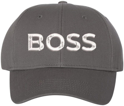 Boss Text Embroidered Baseball Cap | Adjustable Structured Hat | Owner Leader Manager Gift