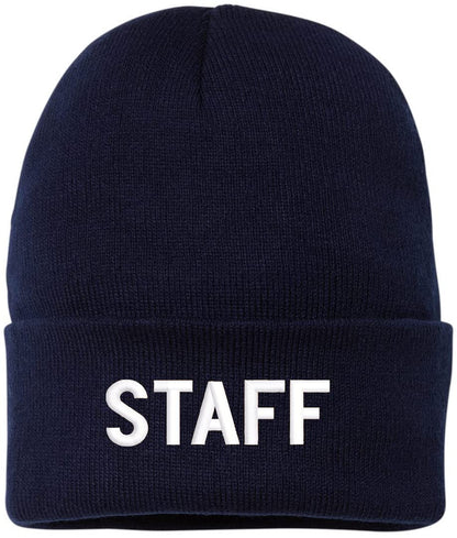 STAFF Beanie Warm Winter Watch Cap Embroidered STAFF Uniform Work Winter Hat
