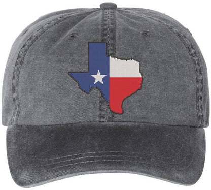 Texas The Lone Star State Flag Embroidered Baseball Cap | TX Map Shaped Lone Star Hat, Black