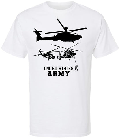United States Army Black Hawk Helicopter & Special Forces Rappelling T-Shirt | US Training Crewneck Tee