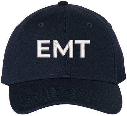 EMT Embroidered Text Baseball Cap | Emergency Medical Technician Paramedics Professional Hat | Structured